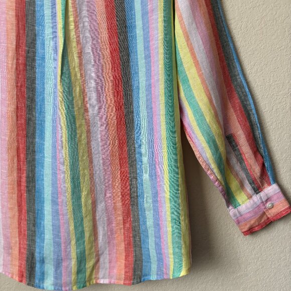 GAP 100% Linen Rainbow Striped Oversized Boyfriend Button Up Shirt - Picture 13 of 13
